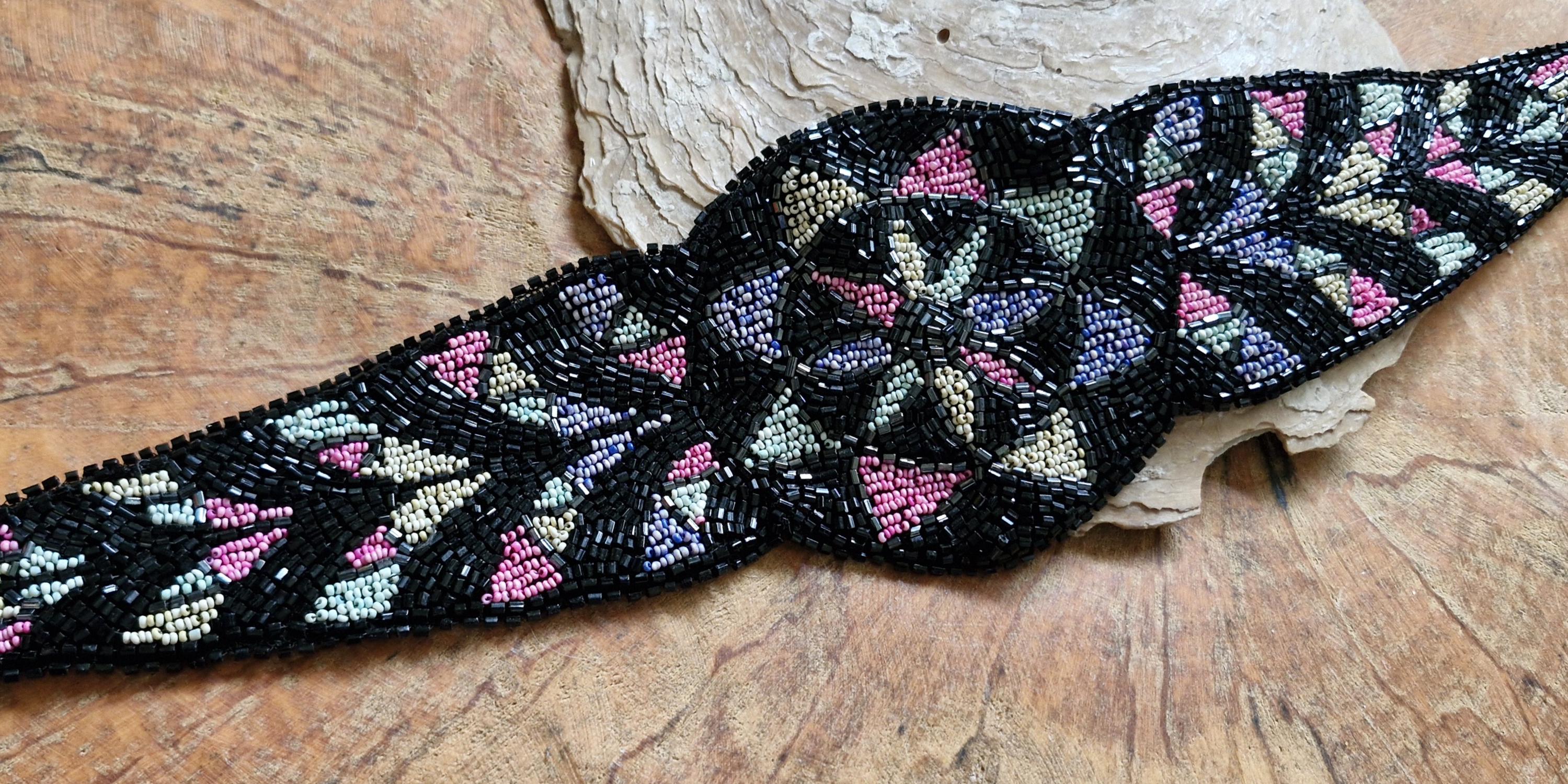 Antique 1920s Beadwork Dress Trim-1920s 1930s Beadwork Embellishment ...