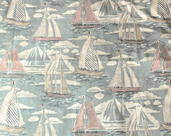 Sanderson Sailor Fabric: Sailing Boats Cotton Linen, Coastal Decor