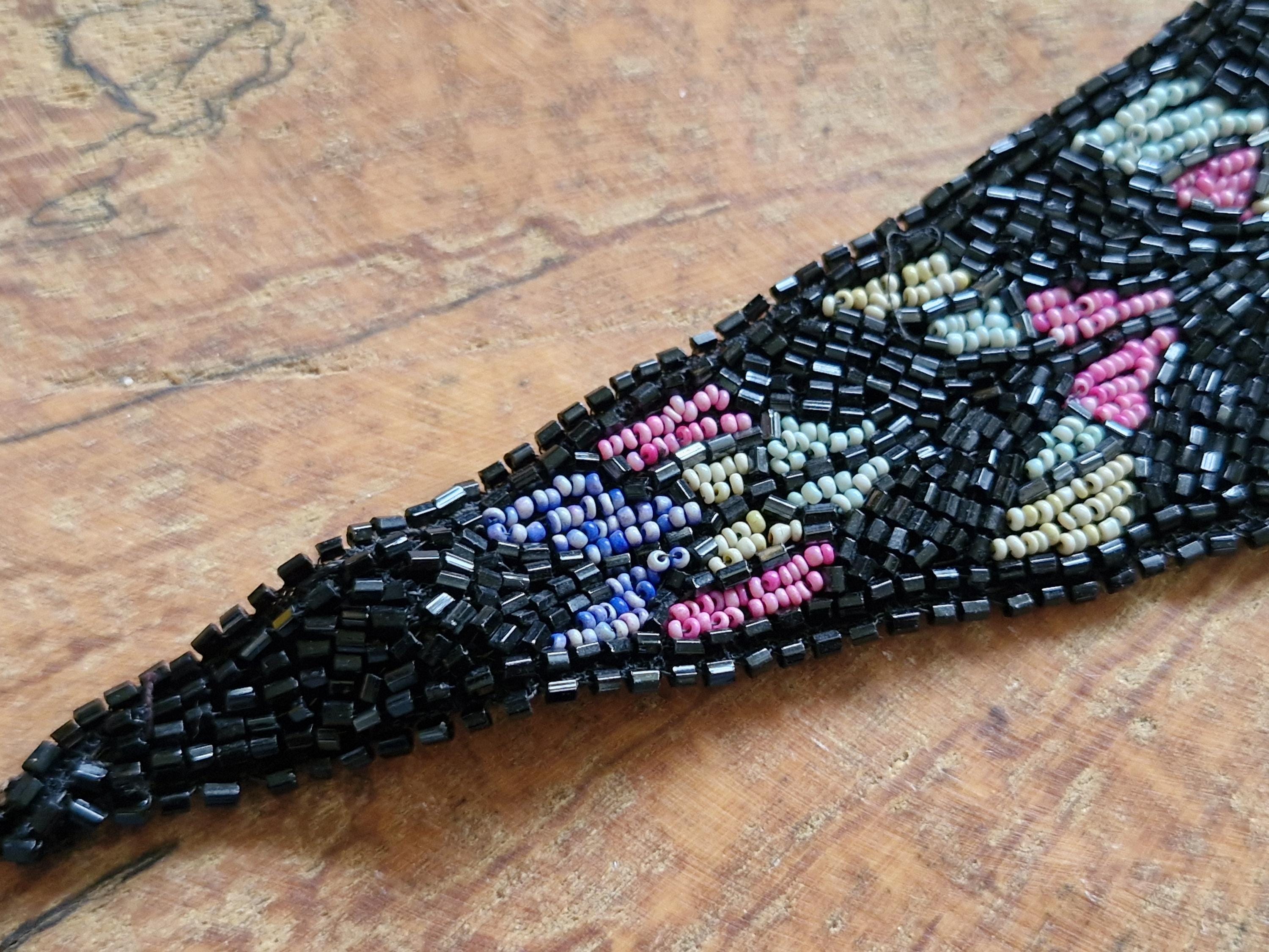 Antique 1920s Beadwork Dress Trim-1920s 1930s Beadwork Embellishment ...