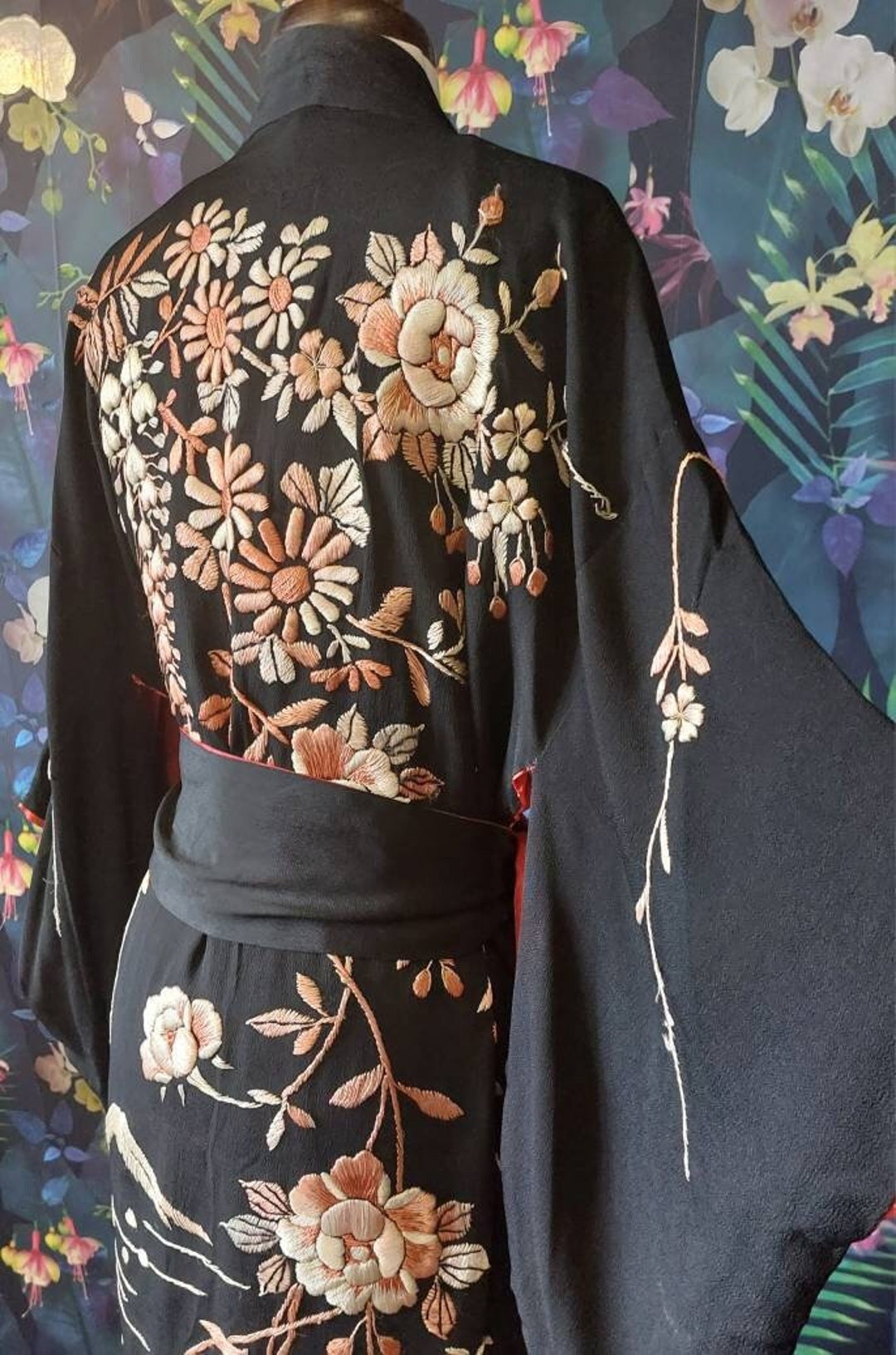 Vintage Japanese Embroidered Robe-1930s Japanese Embroidered Kimono ...