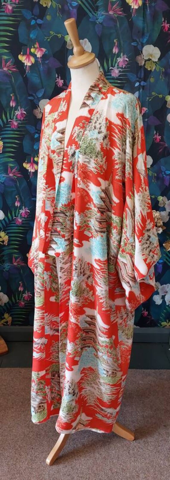 Vintage Silk Crepe Kimono-1930s Silk Crepe Kimono… - image 3