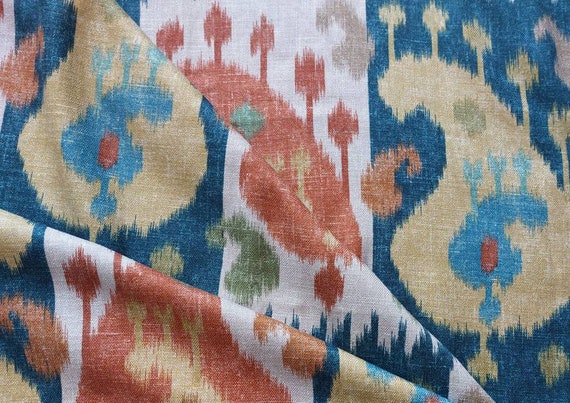 Titley and Marr Turkistan Boteh Linen Fabric-designer Ikat - Etsy