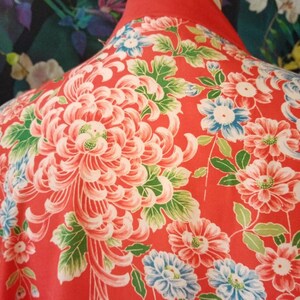 Vintage Japanese Kimono-Art Deco Japanese Kimono 1930s Chrysanthemum Printed Kimono image 9