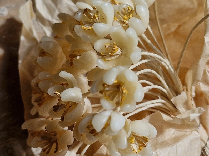 Antique French Millinery Wax Flowers-1920s to 30s Wax Flower Bridal Flowers Deadstock French Millinery Flowers image 5