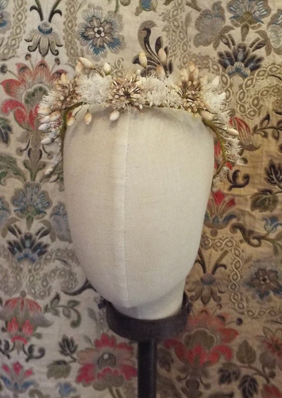 Antique Wax Flower Bridal Tiara~1800s French Wax F