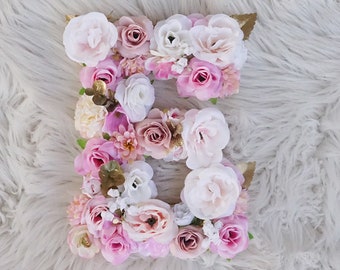 Girl Nursery Decor, Nursery Wall Art, Nursery Name Art, Flower Wall, Flower Letter, Floral Letter, Blush Nursery, Neutral Nursery, Rose Gold