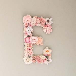 Flower Letter, Floral Letter, Blush Pink Nursery Decor, Mauve Nursery, Dusty Pink Nursery, Baby Name Sign, Shabby Chic Nursery, Boho Nursery