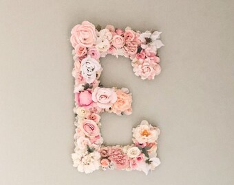 Flower Letter, Floral Letter, Blush Pink Nursery Decor, Mauve Nursery, Dusty Pink Nursery, Baby Name Sign, Shabby Chic Nursery, Boho Nursery