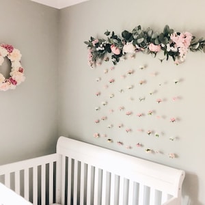 Floral Hanging Wall, Flower Wall Art, Floral Wall Hanging, Flower Wall, Nursery Girl Decor, Flower Wall Decor, Floral Wall, Pink Rose Gold