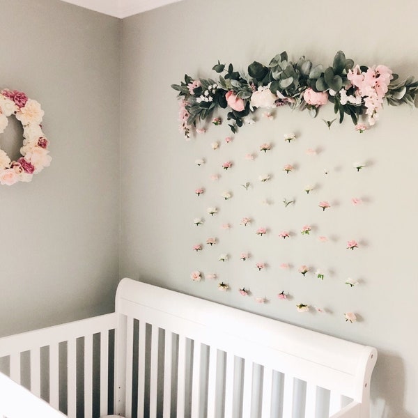 Floral Hanging Wall, Flower Wall Art, Floral Wall Hanging, Flower Wall, Nursery Girl Decor, Flower Wall Decor, Floral Wall, Pink Rose Gold