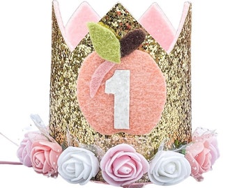 Sweet As A Peach Birthday Crown, Gold Pink Peach 1st Birthday Crown, Southern Peach, Our Little Peach Birthday Crown, Girl Dog Crown,