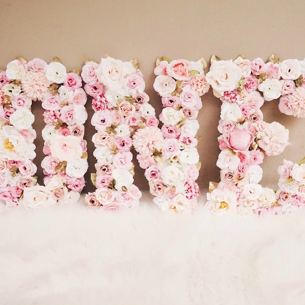 Floral Letters, 1st Birthday Party Decor, First Birthday, Pink and Gold Birthday, Flower ONE Letters, Floral Decorations, Flower Letters