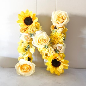 Yellow Floral Letter, Nursery Decor Neutral, Yellow Nursery, Nursery Wall Art Flower Letter, Gender Neutral, Yellow Nursery Art, Baby Room