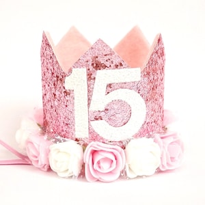 Couronne d&#39;anniversaire de petit chien, couronne d&#39;anniversaire de chien, anniversaire de chat, chapeau de fête chien, chapeau d&#39;anniversaire de cochon chaton chaton, rose blanc, couronne de petit chien