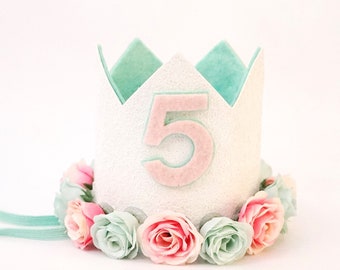 5th Birthday Crown, Unicorn Birthday Crown, 5th Birthday Girl, Unicorn 5th Birthday Outfit Girl for Unicorn Party