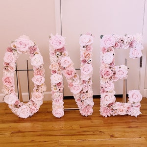 First Birthday Girl ONE Flower Letters, Pink and Gold Birthday Decorations, Floral Birthday Decor, Free Standing Birthday Letters Baby Girl