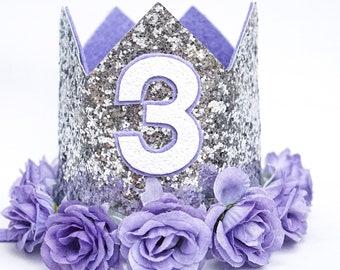 Dog Birthday Crown, Party Birthday Crown, Purple Silver White Birthday, Puppy First Birthday, Pet Accessories, Dog Crown, Girl Dog Birthday