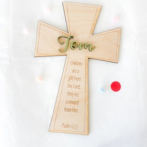 Baptism Christening Cross, Communion, Christian Gift, Godson gift, Wooden cross, Baby dedication, Christian sign, Christian decor, Psalm 127