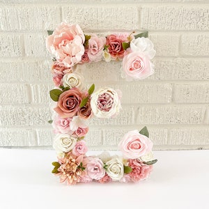 Floral Name Sign Baby Girl Nursery Decor, Flower Letters, Flower Name Boho Sign Girl Nursery, Floral Letters, Dusty Pink Blush Pink Rose
