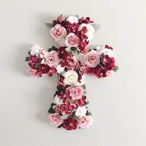 Floral Wall Cross, Baptism Wall Cross, Baptism Gift Girl, Goddaughter Gift, Baptism Decorations, Christening Gift, Flower Cross, Nursery