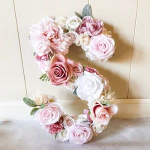 Floral Letter 16" 20" 24", Large Flower Letter, Floral Initial, Custom Floral Letter Nursery, Shabby Chic Decor, Floral Monogram, Dusty Rose