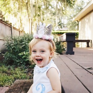 Birthday Crown, First Birthday Outfit Girl, First Birthday Crown, First Birthday Girl Outfit, 1st Birthday Crown, Silver Pink, Bunny Hat image 2