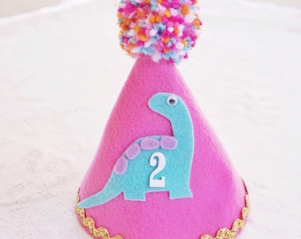 Mädchen Dinosaurier Geburtstag Party Hut, Mädchen Dinosaurier, Mädchen Dinosaurier Geburtstag Dekoration, Rosa Dinosaurier Party Zubehör, Baby Dinosaurier Party Hut