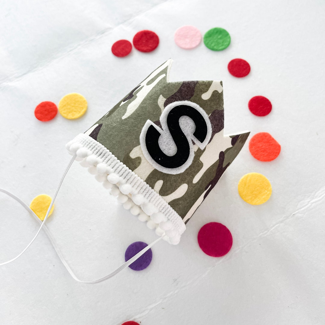 Personalized Camouflage Birthday Crown, Party Crown With Custom Name
