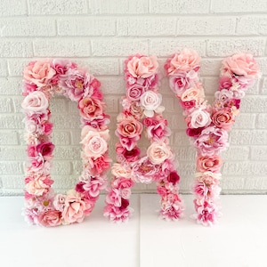 Flower Letter 20&quot; 24&quot;, Large Floral Letter, Floral Initial, Custom Floral Letter Nursery, Shabby Chic Decor, Floral Monogram, Pinks