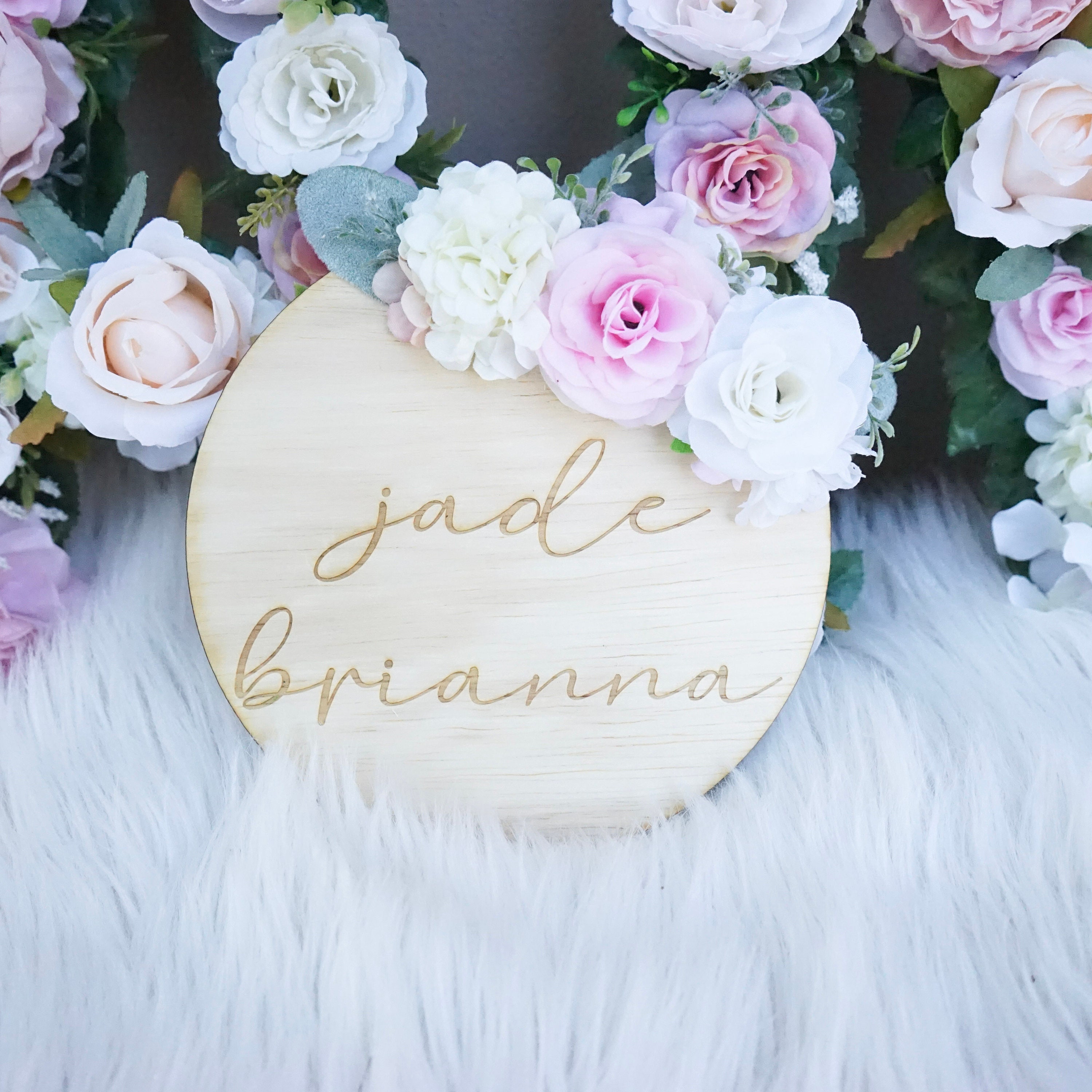 Baby Name Round Birth Announcement Sign Baby Name Custom Etsy