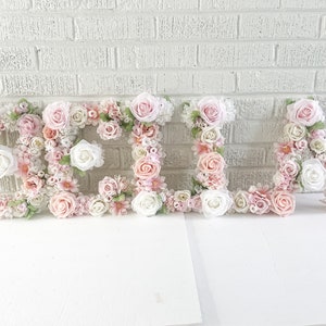 Floral Letter Name, Blush Flower Letter, Floral Initial, Custom Floral Letter Nursery, Shabby Chic Decor, Floral Monogram, Light Pink