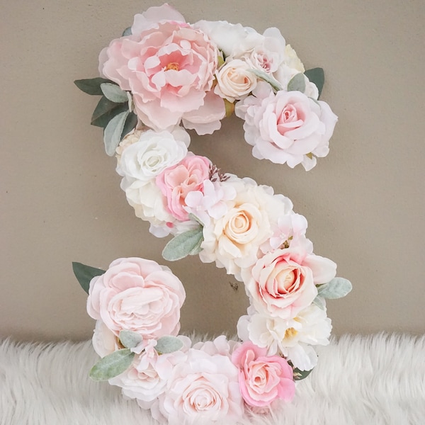 Flower Letter, Floral Nursery Initial, Floral Letter, Monogram Initial, Boho Nursery Decor, Girl Bedroom Decor, Nursery Wall Art, Flowers