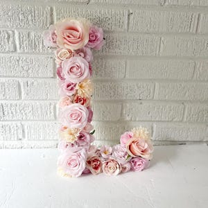 Floral Letter, Flower Letter Blush Pink Cream Nursery Decor, Dusty Pink ...