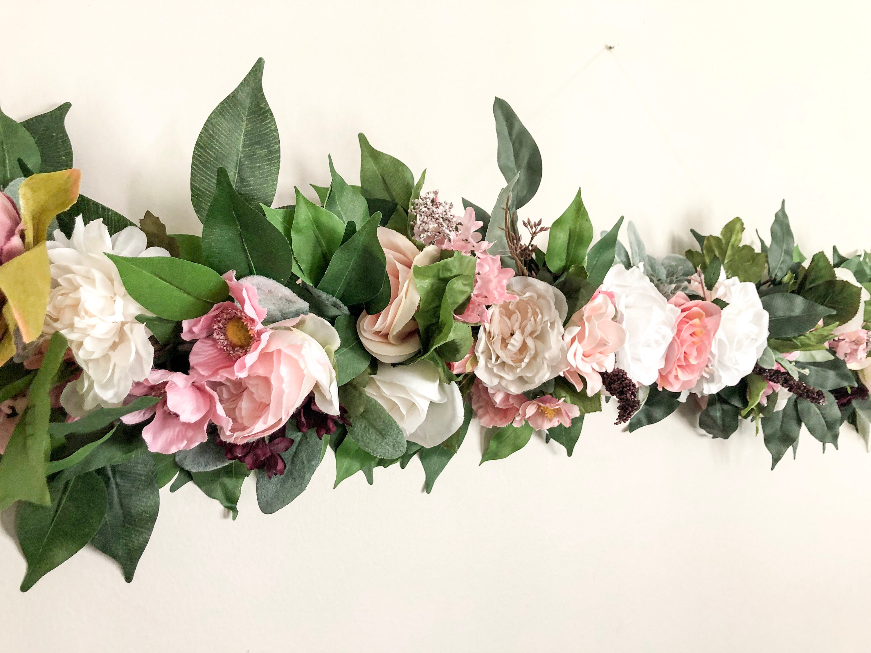 Vertical Floral Garland Wall Hanging Blush Pink And E0F