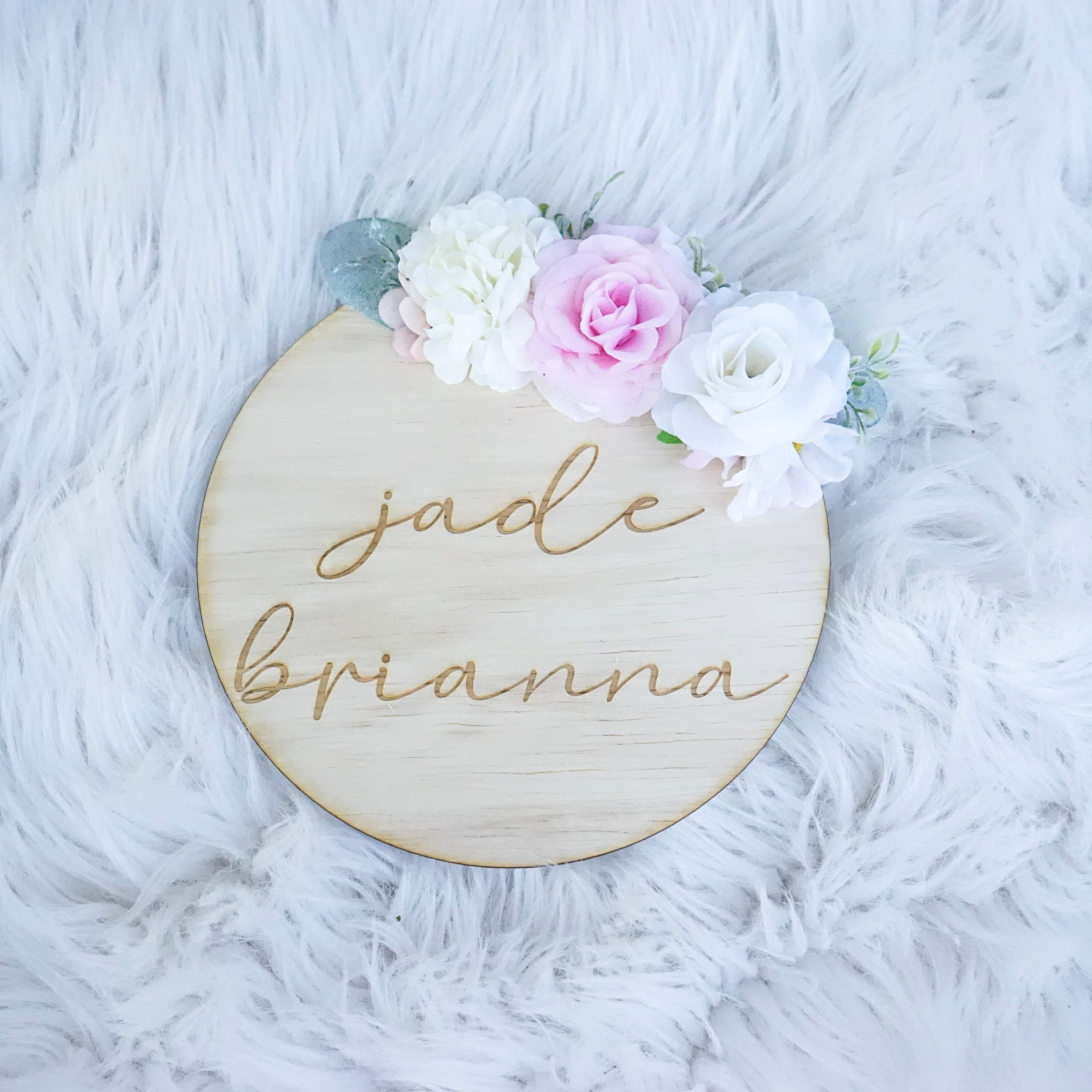 Baby Name Round Birth Announcement Sign Baby Name Custom Etsy