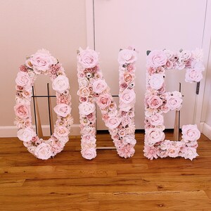 First Birthday Girl ONE Flower Letters, Pink and Gold Birthday Decorations, Floral Birthday Decor, Free Standing Birthday Letters Baby Girl image 5