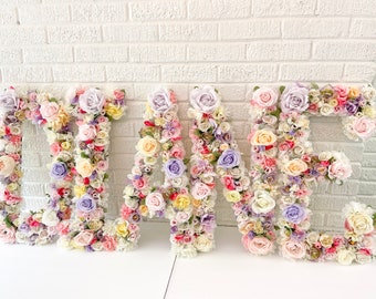 Flower Letter Name Sign, Floral Letter, Nursery Decor Girl, Nursery Wall Art, Floral Nursery Sign, Girl Bedroom Decor