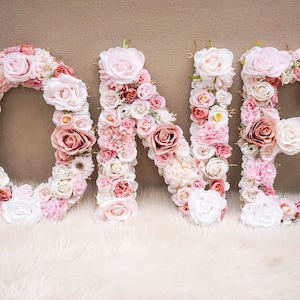 1st Birthday Girl, Flower ONE Letters, First Birthday Girl, 1st Birthday Decorations, Floral Letter, Pink and Rose Gold Birthday, Baby Girl