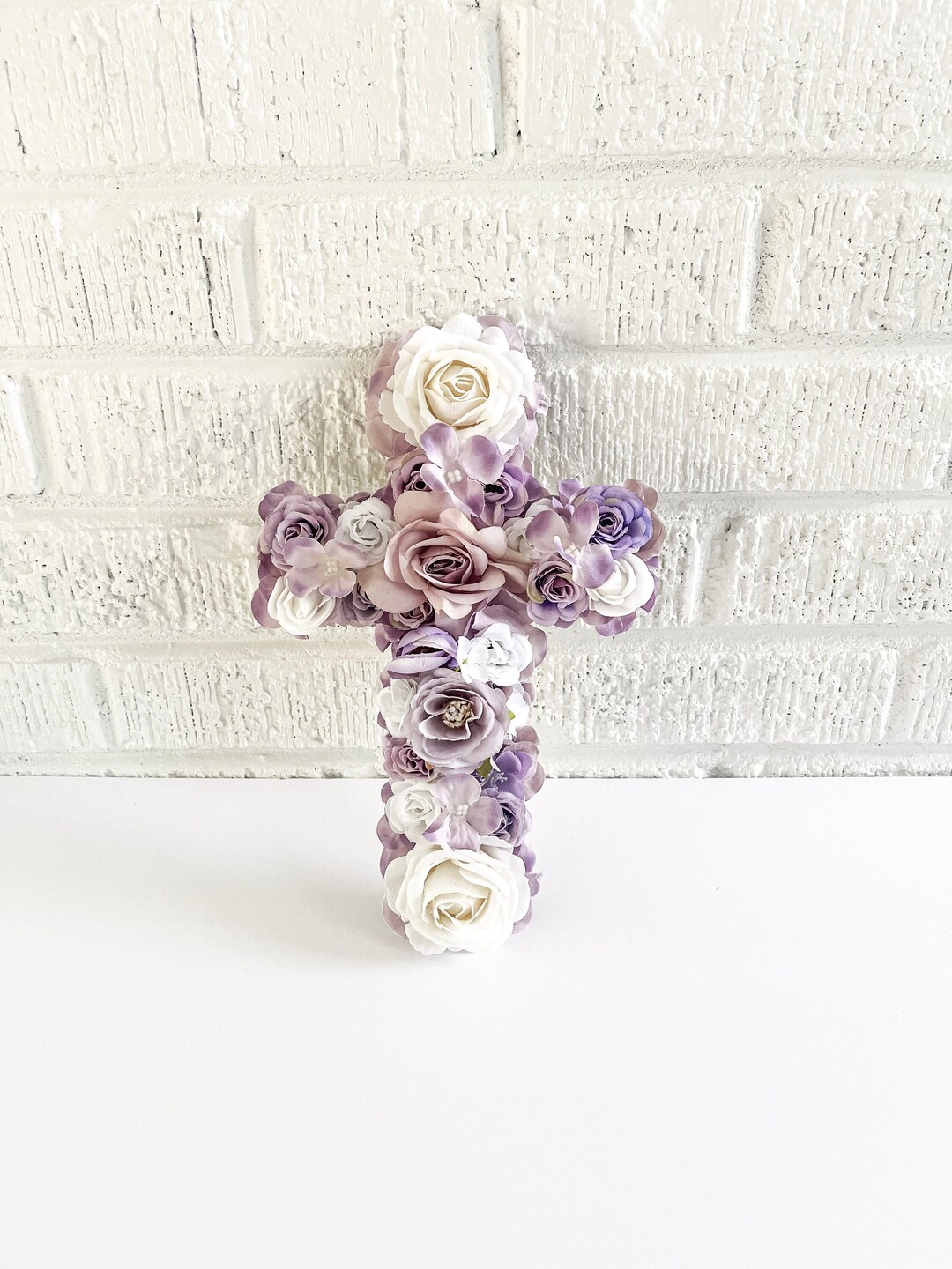 Baptism Flower Cross for Baptism Gift, Floral Cross Wall Art, Bedroom Cross Flower Cross, Pastel