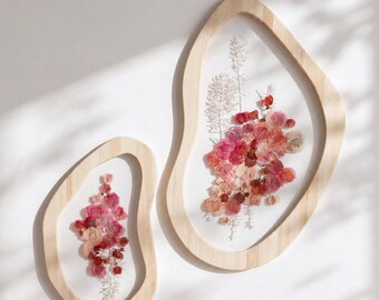 Pink Bougainvillea Wall Art, Pressed Flower Wood Frame, Medium, Large or Set