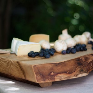 Footed Cheese Board-Extra thick Serving Board-Live Edge-Rustic Cutting Board-Solid Wood Cutting Board-cutting board with feet-Wedding gift image 1