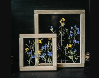 Large Pressed Flowers Frame 10.5x12.5" - Framed Botanicals - Real Pressed Flowers - Herbarium - Pressef flower frame - Framed wall art
