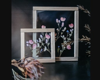 Framed wall art Set - Framed Botanicals - Real dried flowers - Real Pressed Flowers - Herbarium - Pressed flower frame - Wall decor Set