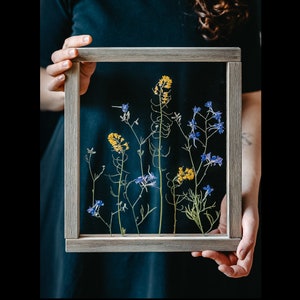 Pressed Flower Frame 10.5x12.5" - Framed wall art - Pressed flower art - Framed wall decor - Flowers wall art framed - Decor over bed