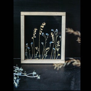 Lilies of the Valley - Large Wall decor  10.5x12.5" - Real Pressed Flower Frame - Herbarium - Floating frame botanical - Framed wall art