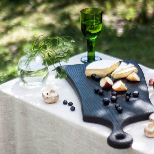 Large Black Cutting Board - Burned Oak Wood Serving board - Cheese Board - Yakisugi board - Chopping Board  Charcuterie board Appetizer tray