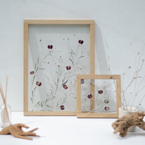 Framed wall art Set - Framed Botanicals - Real dried flowers - Real Pressed Flowers - Herbarium - Pressed flower frame - Wall decor Set