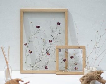 Framed wall art Set - Framed Botanicals - Real dried flowers - Real Pressed Flowers - Herbarium - Pressed flower frame - Wall decor Set