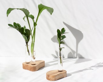 Plant Rooting stand - Oak wood Propagation station - Plant Propagation Vessel - Plant stand  - Propagation stand - Bud Vase Test Tube Vase