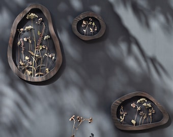 Set of Pressed Flower frames - Wavy pressed flower art - wall decor set - herbarium frame - botanical wall art - Pressed flower wall art